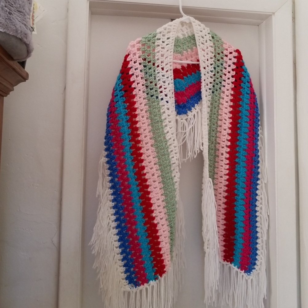 Multi color handmade  crocheted  estola from Peru